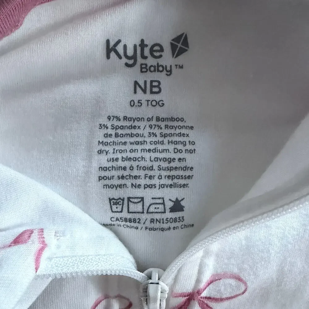 Kyte Baby Cloud 0.5 TOG Swaddle Bag White Pink Bows Newborn NB NEW